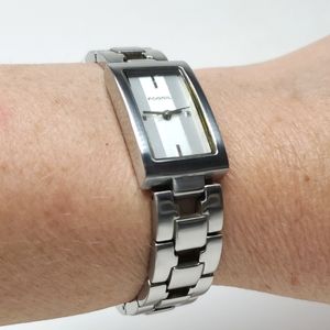 Fossil Watch ES1107 F² Silver Steel Wristband White Face Watch